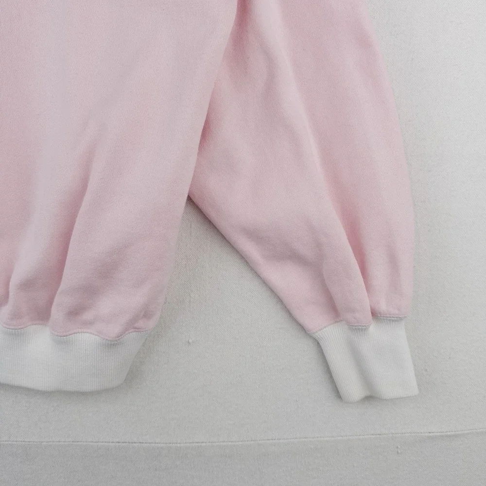90s Ralph Lauren Womens Small Pink White Shawl Collar Fleece Pullover Sweatshirt